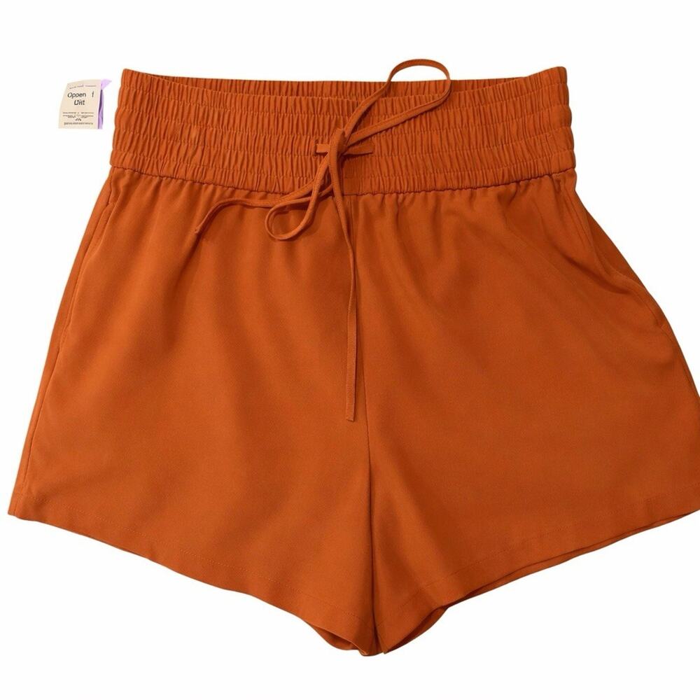 Open Edit Burnt Orange Shorts M High Rise Elastic Waist Rayon Pull On NWT
